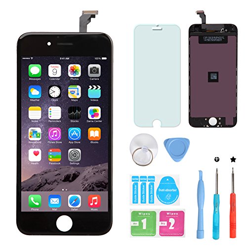 HXSZ LCD Touch Screen Digitizer Frame Assembly Full Set LCD Touch Screen Replacement for iPhone 6(Black)