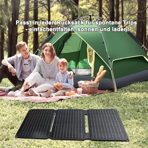 Yinleader 30W Tragbares Solarpanel – Faltbares Solarladegerät mit 18W USB-C & USB-A QC3.0 Schnellladung, IP65 Wasserdicht, Kompatibel mit Handy, Tablet, Powerstation
