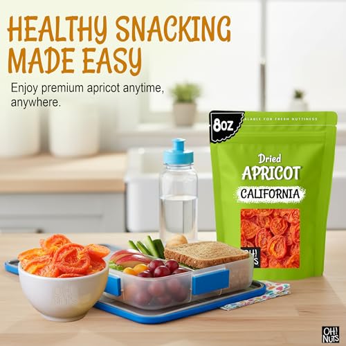 Image of Oh! Nuts Dried Apricots California - 8 oz - No Sugar Added - Packed in New York Zip-Seal Bag to Preserve Natural Freshness and Quality | Dried apricots no sugar added - California sun dried fruit snacks - Packed NY - Zip-seal bag freshness - Kosher 8oz