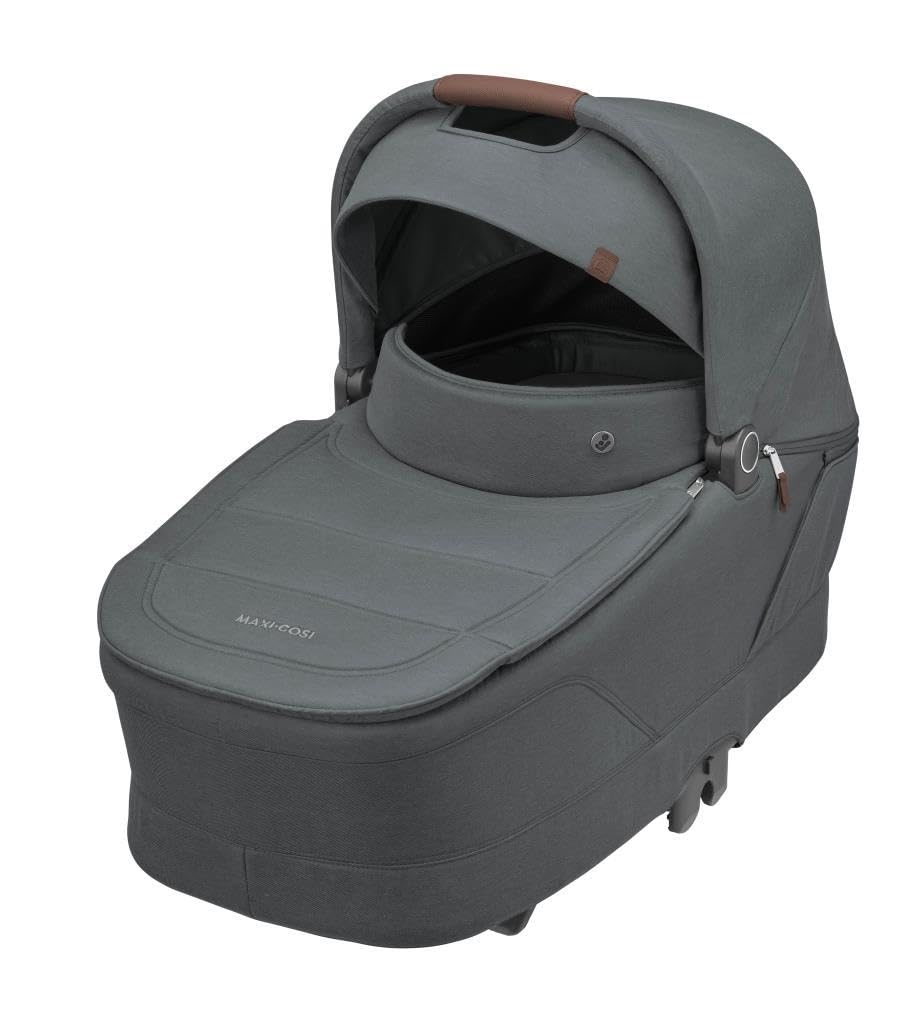 Maxi-Cosi Sense Capazo, Amplio y cómodo, colchón de Memory Foam Transpirable, Paneles ClimaFlow, inclinación SoothingSlope, Apto para Dormir de Noche, asa de Piel Vegana, Twillic Graphite