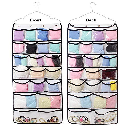 Pulchram 42 Taschen hängende Aufbewahrungsbeutel Tür Kleiderschrank Lagerung Schmuck Schuh BH Unterwäsche Socken Krawatten Organizer mit Aufhänger Cover