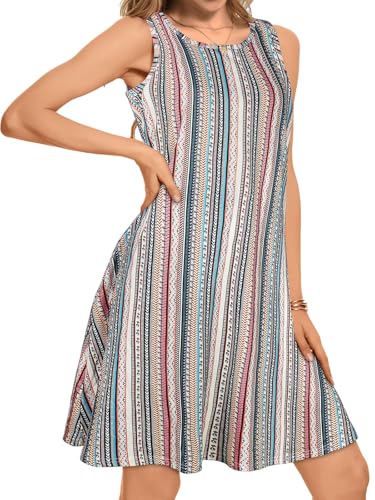 Image of Summer Dresses for Women Beach Boho Sleeveless Vintage Floral Flowy Pocket Tshirt Tank Sundresses 2026