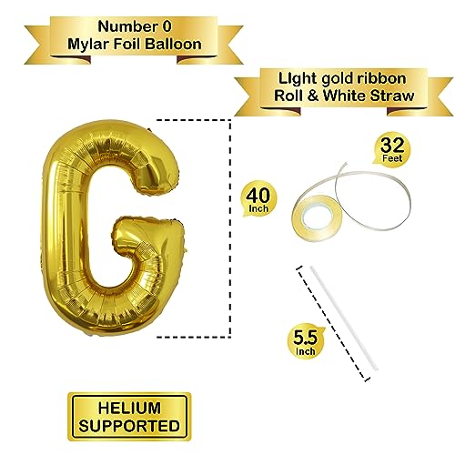 Image of Letter Balloons Gold Party Balloon - 40 Inch Large Gold Letter G Balloon, Letter Balloon Birthday Decorations, Balloon for Women Men Anniversary Party Decorations Supplies