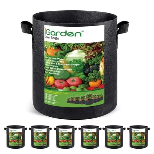 iGarden Pflanzbeutel, 320 g dicker Vliesstoff, Pflanzentasche für Gemüse, 6 Stück