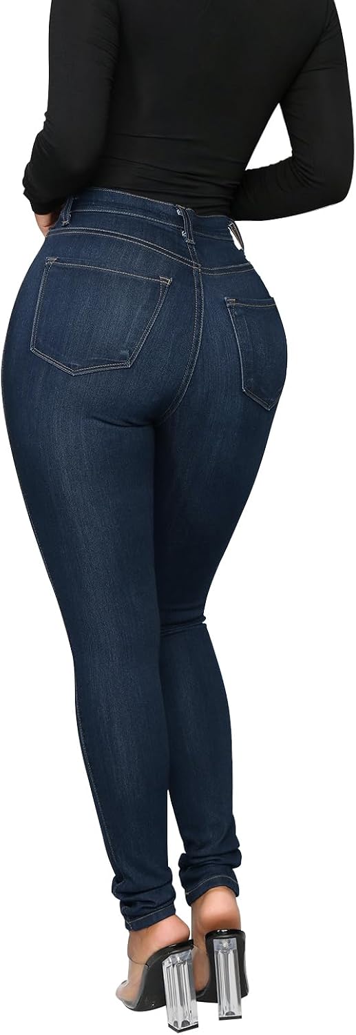 KUNMI Women's High Waisted Skinny Butt Lifting Stretchy Tummy Control Jeans image 4