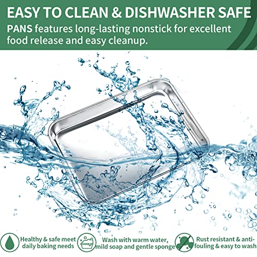 Baking Sheets Set Of 2, Hkj Chef Cookie Sheets 2 Pieces Stainless Steel Baking Pans & Toaster Oven Tray Pans, Rectangle Size 9L X 7W X 1H Inch & Non Toxic & Healthy & Easy Clean… #TOP3