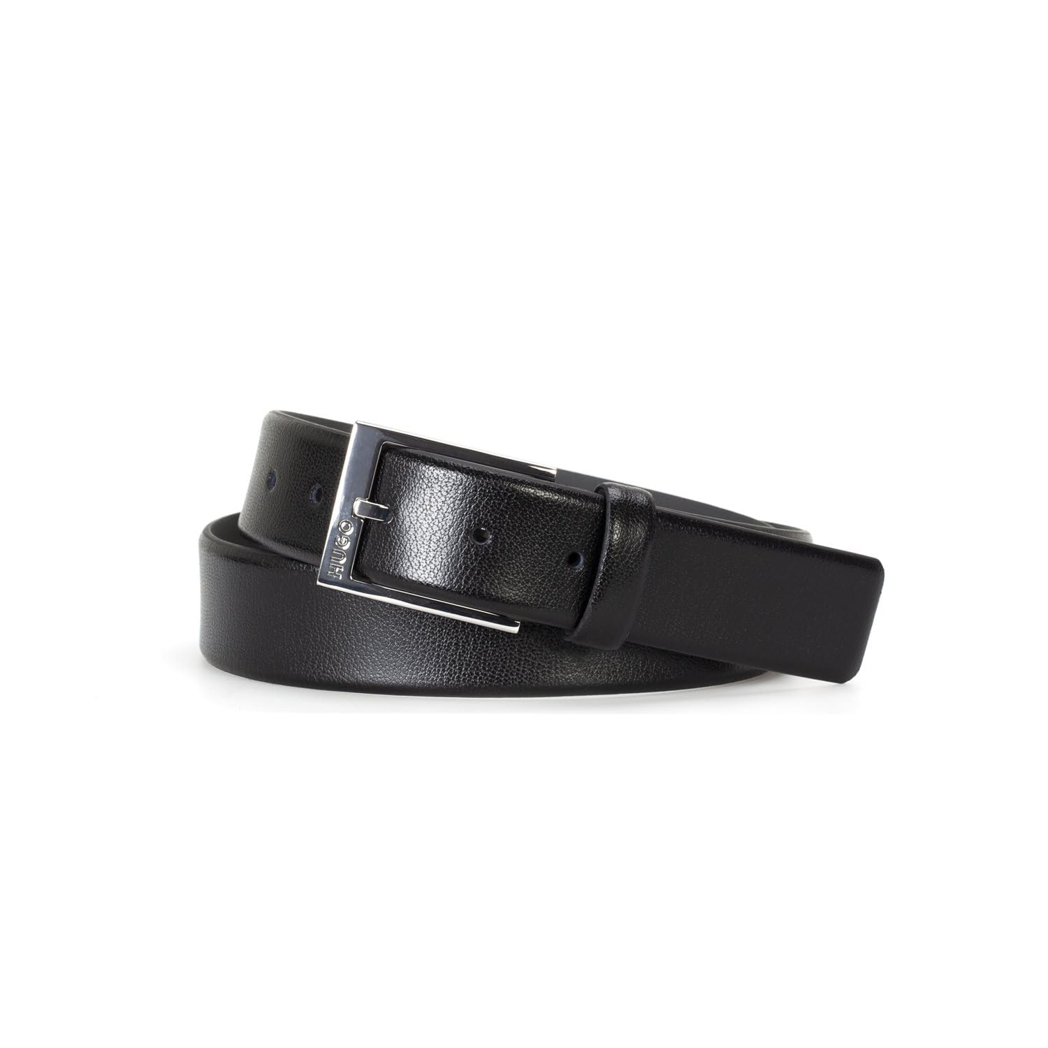 Hugo Men's Dark Black Gellot Grainy Leather Dress Belt, 32