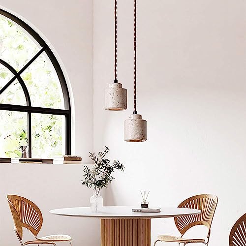 Lámpara de travertino de 2 luces ideal para iluminar la isla de tu cocina con estilo rústico 6