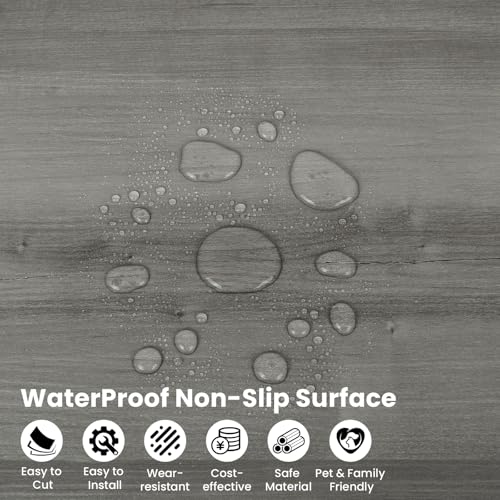 Image of Peel and Stick Floor Tile, 36inx6in, 101 Sq.Ft, Natural Grey Wood Grain Look, Self Adhesive and Waterproof for Transfer Bathroom, Kitchen, Living Room, Bedroom(70 PCS)