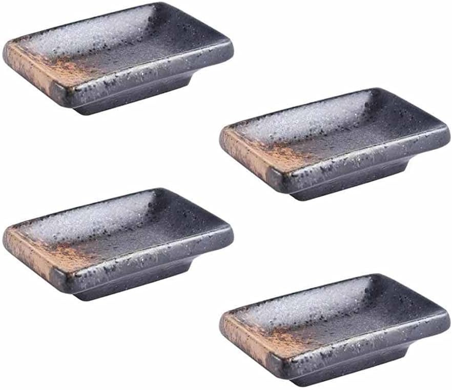 4pcs Japanese Sauce Dishes Dipping Bowls Soy Vinegar Seasoning Ceramic Snack Plates Table Gravy Boats