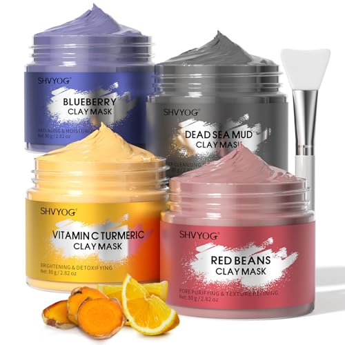 Shvyog 4 Pcs Clay Mask Set, Vitamin C Turmeric Clay Mask cover