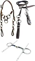 Cabeçada 3 Argolas Freio Bridão Rédea 4 Argolas para Cavalo