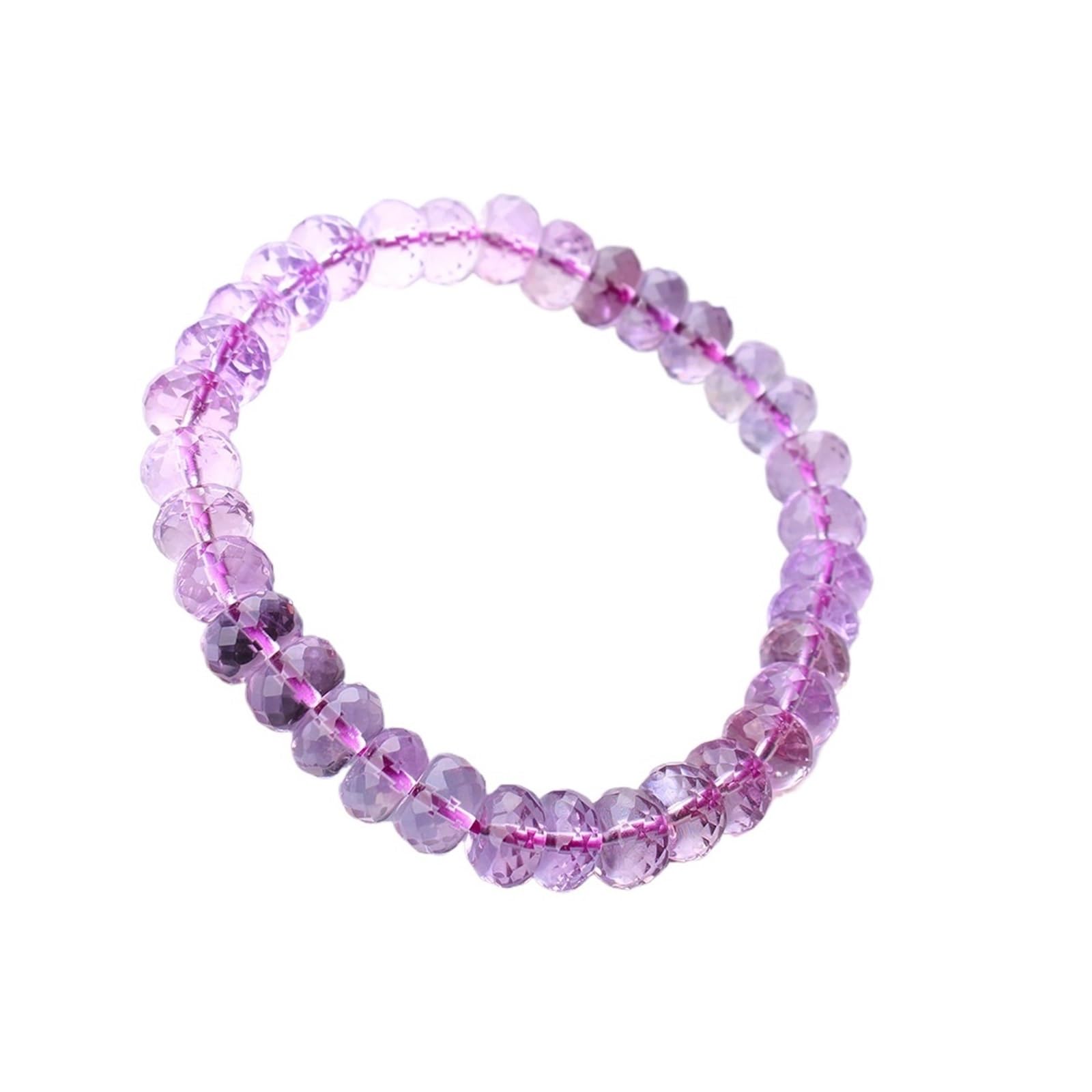Generico Bracciale con perline sfaccettate di quarzo ametista viola naturale 7mm 8mm 9mm Donna Uomo Pietra lavanda elasticizzata AAAAA