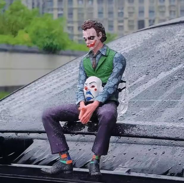 Image of YOURKARTS.COM Big Joker Character 24cm Action Figure Sitting Position Car Dashboard | Toy Desk Display Comic Villain with Mask Model | Statue Universal for Interior Exterior Car Decor Showpiece