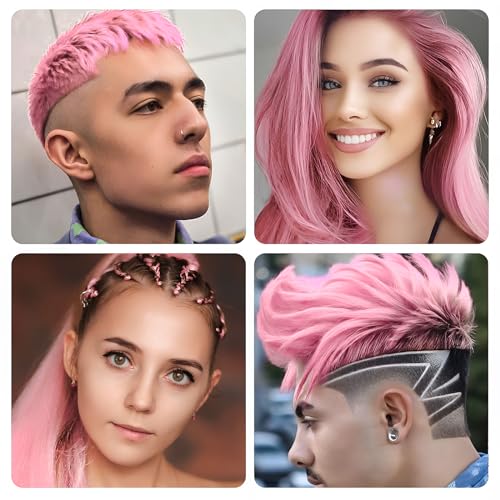 Image of Temporary Hair Wax Natural Instant Hair Color Wax Pomades 4.23 oz, Dosposable Hair Styling Clay for Party, Festival, Halloween, Christmas, Light Pink