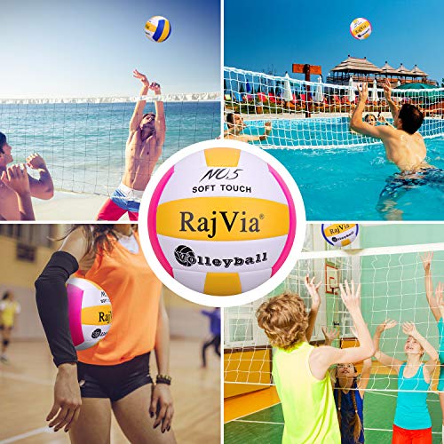 image for Rajvia Soft Touch Beach Volleyball,Official Size 5 Indoor Outdoor Voll