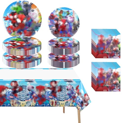 61 PCS Friends Tableware Sets Birthday Party Paper Plates and Napkins Set Includes 40 PCS Plates 20 PCS Napkins 1 Tablecloth for Kids Birthday Party Supplies