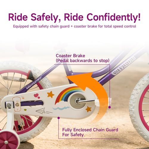 Image of WinHope Girls Bike, 12-18 Inch Children's Bicycle for 2-9 Years Old, Beginner Kids Bike with Training Wheels, Doll Seat & Basket,Streamers for Outdoor Riding, Multiple Colors