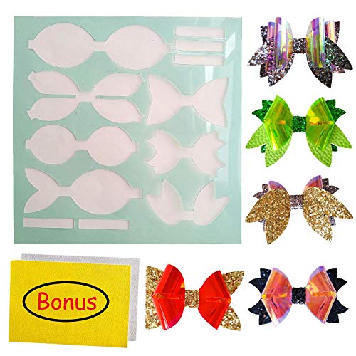 SHUANGART Reusable Faux Leather Bows Making Template,4 Kinds of Bow Styles Plastic Cutting