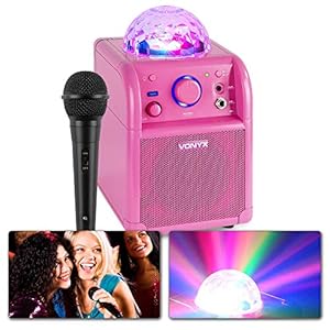 Vonyx SBS50P Karaokeset met Microfoon, Bluetooth en Discolamp – Roze