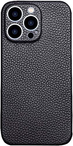 Housse de téléphone arrière iPhone 14 Plus antichoc étui cuir véritable noir protection caméra