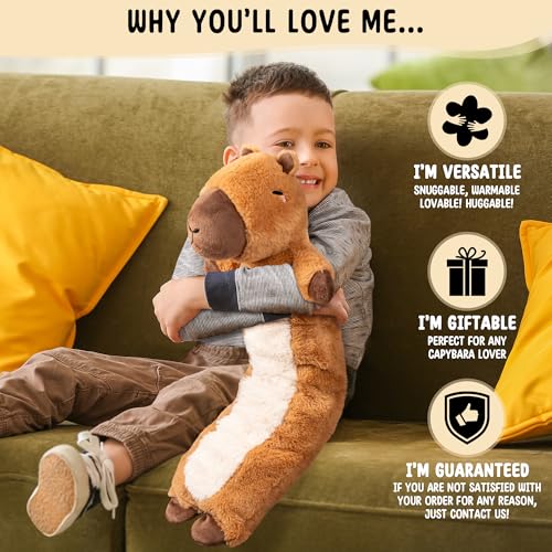 Image of Happy Fuel Capybara Microwavable & Weighted Stuffed Animals - Unscented Heatable Plush Doll, Cute Capybara Plush Toys Gifts for Girls Boys and Kids