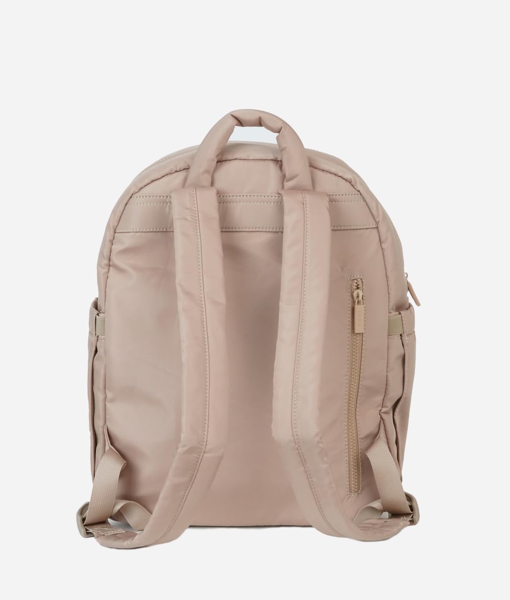 FAWN DESIGN Nylon Diaper Bag Backpack with Changing Pad, Beige Backpack Diaper Bag with 11 Interior and 5 Exterior Pockets, Padded and Adjustable Straps for All Day Comfort, 16x13x7 inches