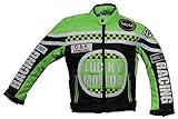 MDM Kinder Motorrad Jacke, Bikerjacke, Racing Jacke grün, (2XL)