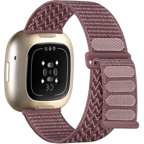 Hamile Compatible with Fitbit Versa 3 Bands/Versa 4/Sense/Sense 2 Bands for Women Men, Nylon Loop Soft Sport Adjustable Breathable Waterproof Strap for Fitbit Sense/Sense 2/Versa 3/4 Smart Watch Cover