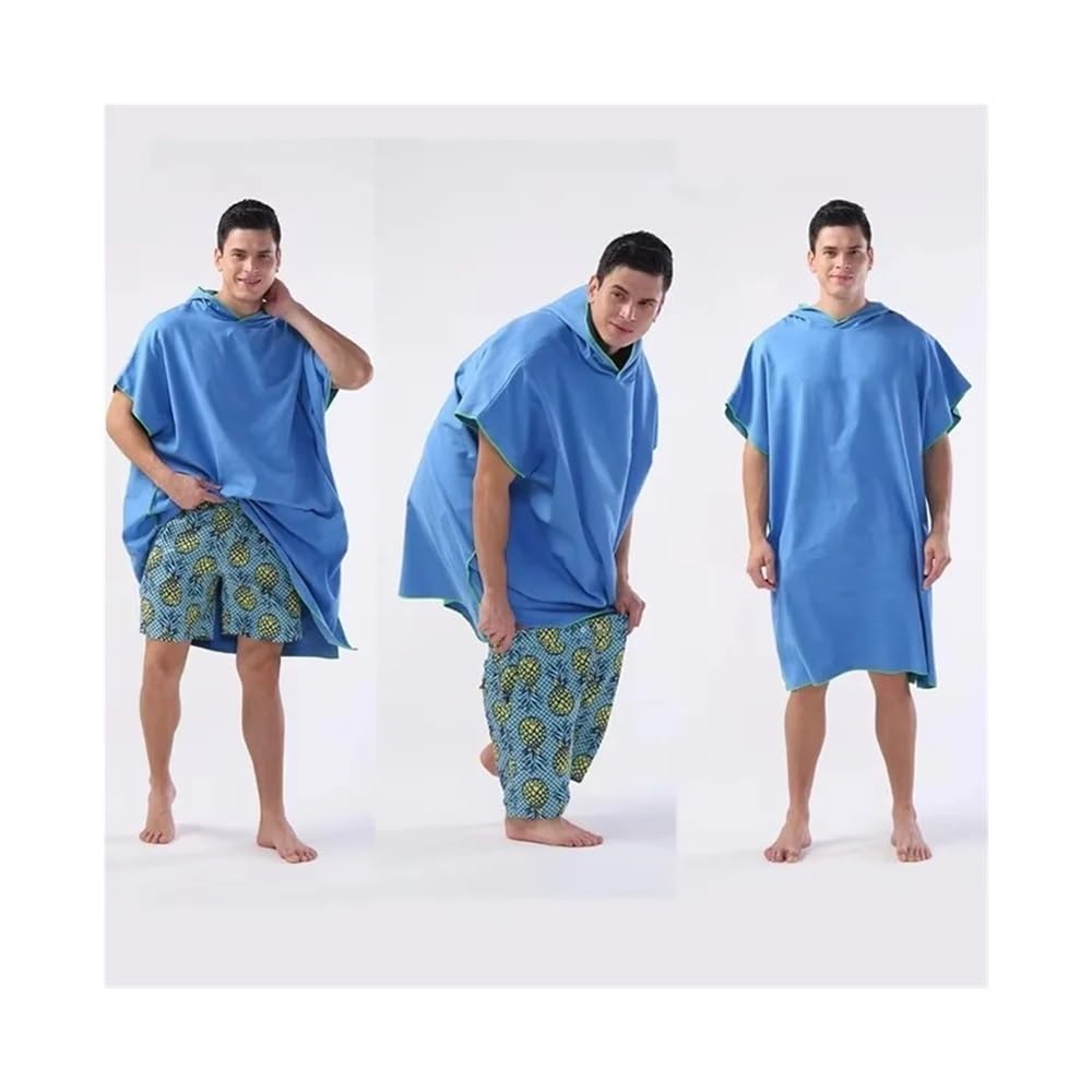 Surf Poncho Wickeltuch Kapuzenmantel Mikrofaser Stranddecke Badetuch (blau)
