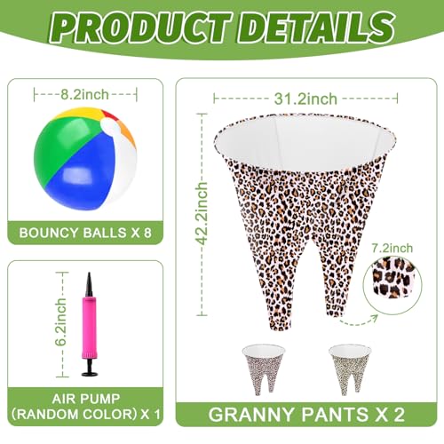 Image of Granny Pants Outdoor Game, 2PCS Granny Pants Game with 8 Bouncy Balls & 1 Air Pump (Random Colors), Big Pants Beach Ball Game Granny Pants Yard Game for Adults and Family Group Activities
