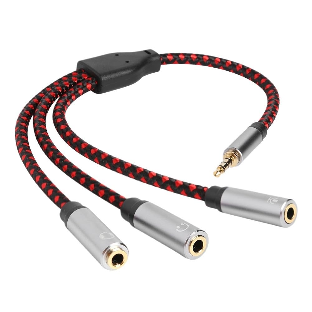 Splitter per cuffie da 3,5 mm a 3 vie AUX maschio a femmina, adattatore audio triplo stereo (splitter a 4 poli)