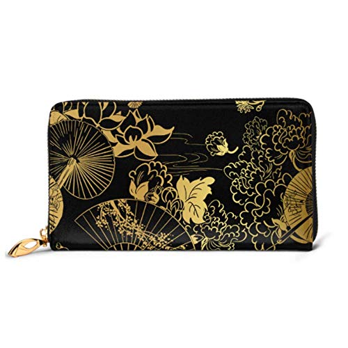Preisvergleich Produktbild JHGFG Mode Handtasche Reißverschluss Brieftasche Fan Flower Unbrella Japanisch Chinesisch Telefon Kupplung Geldbörse Abendkupplung Blocking Leder Brieftasche Multi Card Organizer