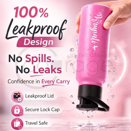 Image of COURAGE Stainless Steel Customize Sipper Water Bottle 1Liter Leak Proof for Fridge Home Office Travel School Kids Boys Girls Adults Sports Gym Yoga - Light Pink