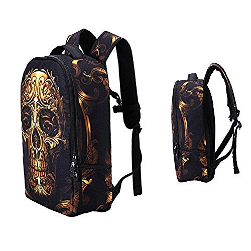 Preisvergleich Produktbild Schulrucksack Schultasche Cool 3D Abziehbild Pattern Rucksack Reise Camping Modern Daypacks Laptop Tasche Blickfang Umhängetasche für Student Teen Jungen Mädchen (Schwaz - Skull & Bones)