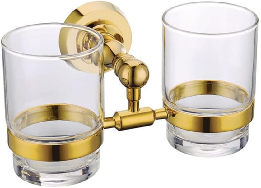 LSLYTQ Bathroom Hardware Set, Titanium Gold Bathroom Towel Ring, Toilet Brush Holder, Tissue Holder, Coat Hook, Soap Rack, Mouthwash Cup