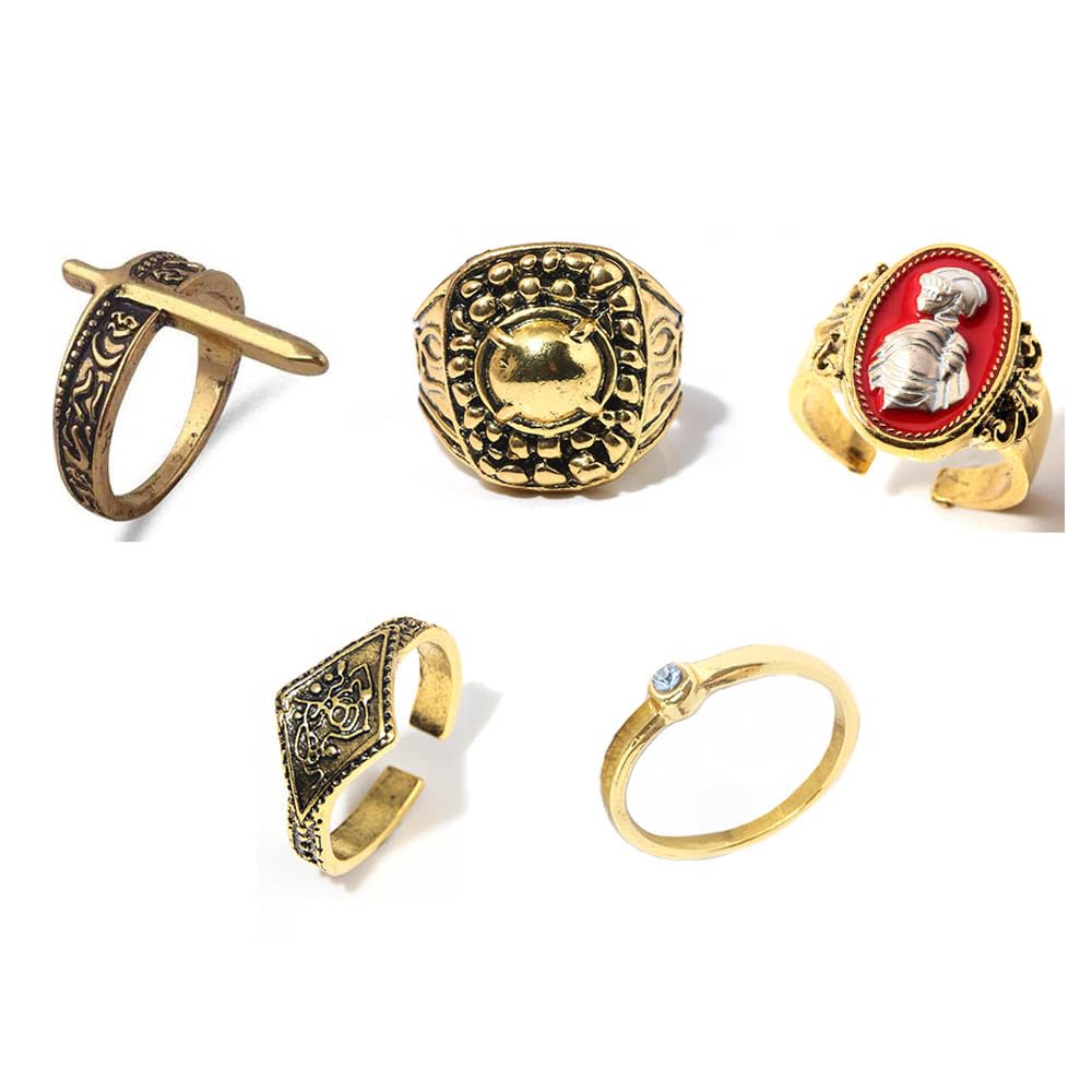 JUSONGKWCP 5 Darksoul Cosplay Rings Darksoul Figure Accessories Vintage Punk Ring Jewellery Set (Multicolore-3)