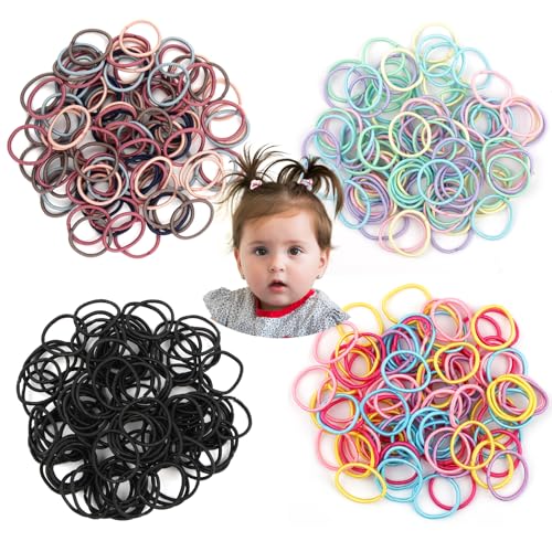 400 Stück Haargummis Mädchen Bunt Baby Haargummi Elastisch Haargummis Klein Nichtmetall Pferdeschwanz Inhaber für Kleinkind Mädchen