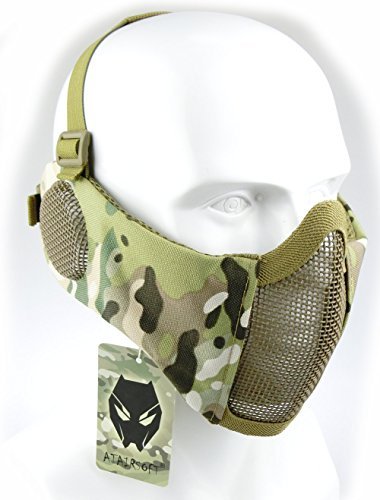 Demi-masque pour visage de WorldShopping4U - Protection inférieure avec filet en nylon - Protection des oreilles - Équipement Tactical Airsoft CS, MC Cover