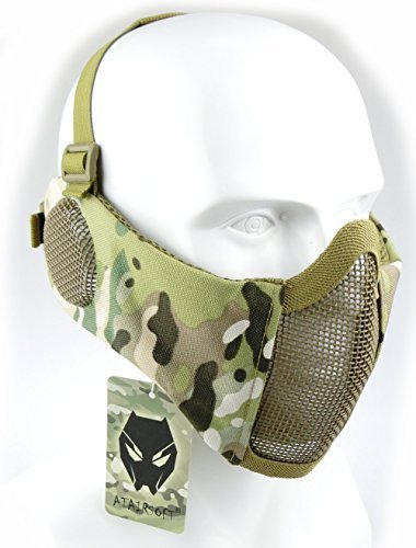 ATAIRSOFT Tactical Airsoft CS Protective Lower Guard Mesh Nylon Half Face Mask with Ear Cover MC