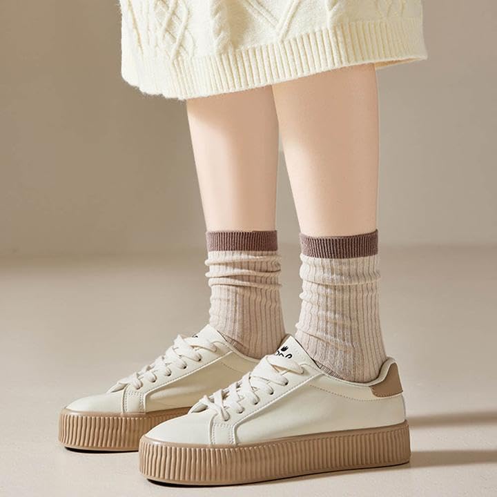 6 Pairs Womens Crew Socks Casual Athletic Socks Cozy Socks Cotton Socks for Girls4