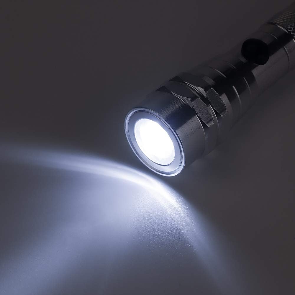 KIMILAR Telescoping Magnetic Pickup Tool, Telescoping Flexible Extensible 3 LED Flashlight, 5 Pound Magnet Telescopic Extending Torch Pick Up Tool (Max Length 22 Inch), 4 x LR44 Batteries Included