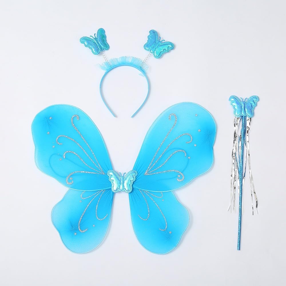 Butterfly Wings with Hairband and Wand Stick for Girls