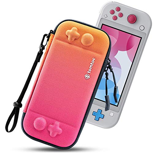 tomtoc Carry Case for Nintendo Switch Lite, Slim Protective Carrying Case with Original Patent, Travel Storage Switch Lite Sleeve with 8 Game Cartridges and Military Level Protection, Twisted Orange