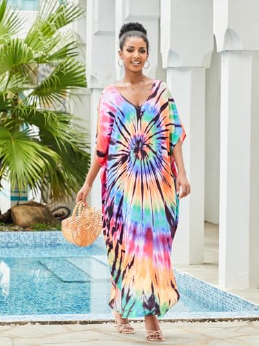 Image of Kaftan Dresses for Women Plus Size Bathing Suit Cover up Caftan Maxi Beach Dresses