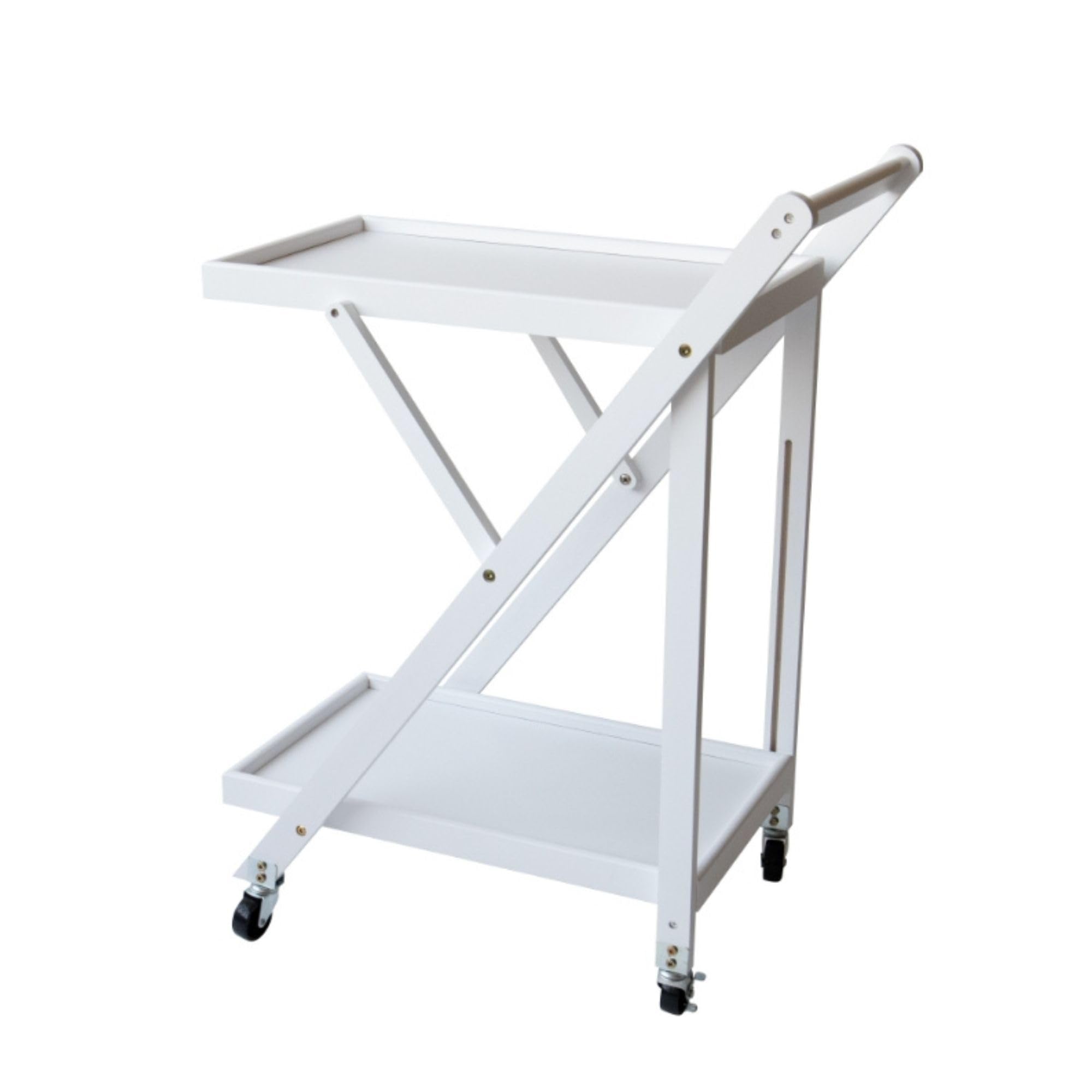 Camarera Plegable con Ruedas Carro de Servicio Plegable 65x40x85cm Color Blanco
