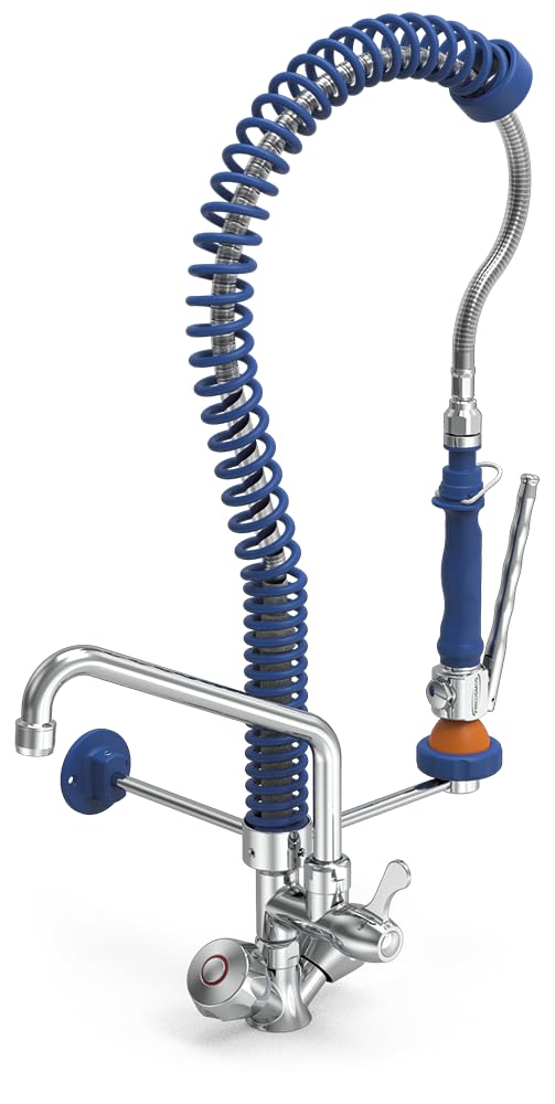 Robinet douchette 2 eaux extra bas design col de cygne pour evier de cuisine compact