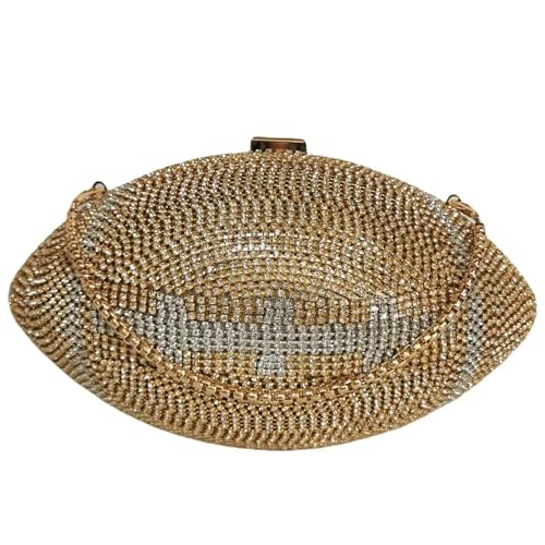 Image of Women Rhinestone Football Shaped Handbag Chain Crossbody Shoulder Bag Football Purse | Rugby, Unique, Novelty, Football