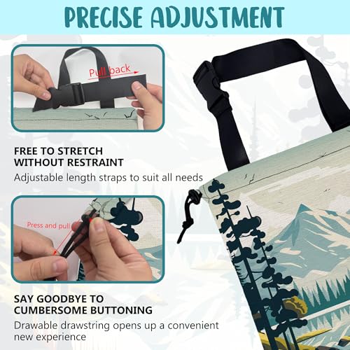 Image of Car Garbage Bag Mountain and River Forest Hanging Canvas Car Trash Bag Waterproof Drawstring Car Back Seat Organizer for Car Back Front Seat Console with Adjustable Buckle