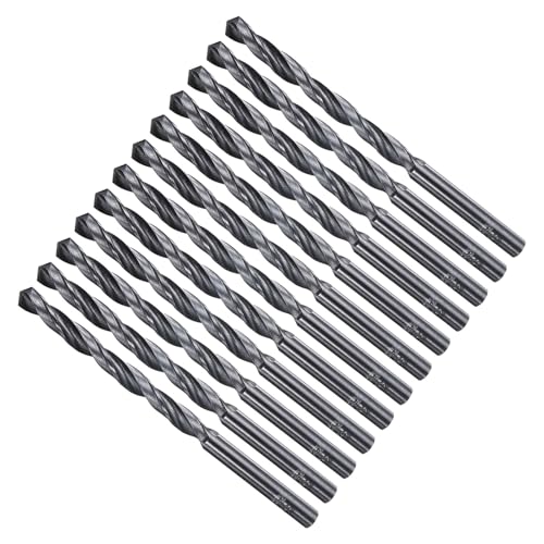 METALLIXITY Broca (5 mm) 12 piezas, 4241 vástago recto de acero de alta velocidad 118° broca de tratamiento de nitruro negro para madera, plástico, hierro, cobre, aluminio, metal de baja dureza suave